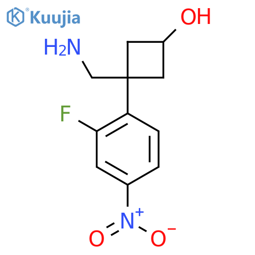 3-(aminomethyl)-3-(2-fluoro-4-nitrophenyl)cyclobutan-1-ol structure
