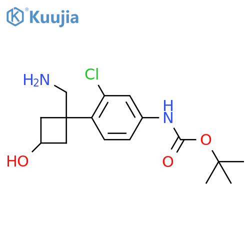 tert-butyl N-{4-1-(aminomethyl)-3-hydroxycyclobutyl-3-chlorophenyl}carbamate structure