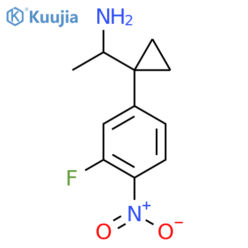 1-1-(3-fluoro-4-nitrophenyl)cyclopropylethan-1-amine structure