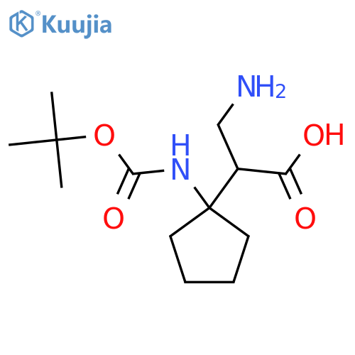 3-amino-2-(1-{(tert-butoxy)carbonylamino}cyclopentyl)propanoic acid structure