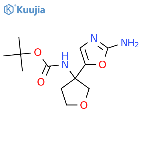 tert-butyl N-3-(2-amino-1,3-oxazol-5-yl)oxolan-3-ylcarbamate structure