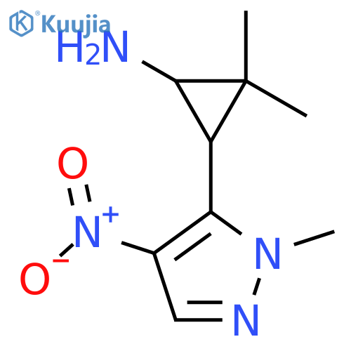 2,2-dimethyl-3-(1-methyl-4-nitro-1H-pyrazol-5-yl)cyclopropan-1-amine structure