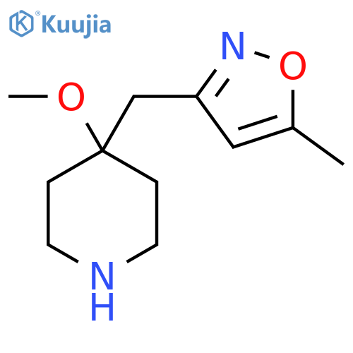 4-methoxy-4-(5-methyl-1,2-oxazol-3-yl)methylpiperidine structure