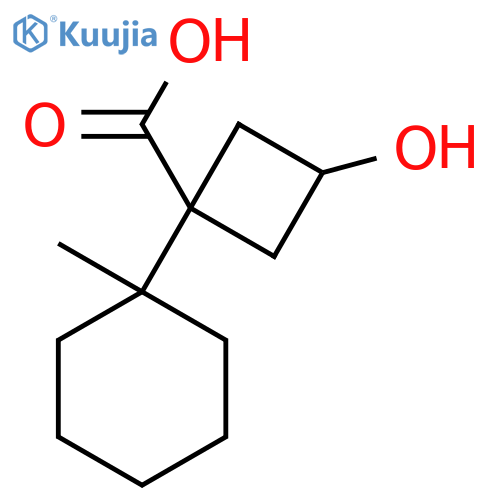 3-hydroxy-1-(1-methylcyclohexyl)cyclobutane-1-carboxylic acid structure