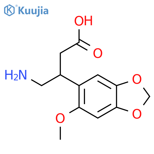 4-amino-3-(6-methoxy-1,3-dioxaindan-5-yl)butanoic acid structure