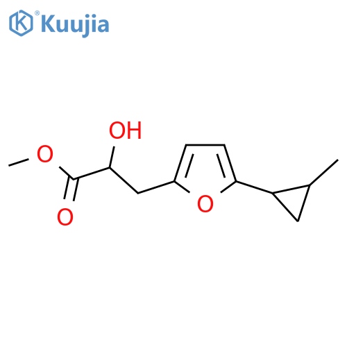 methyl 2-hydroxy-3-5-(2-methylcyclopropyl)furan-2-ylpropanoate structure
