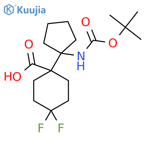 1-(1-{(tert-butoxy)carbonylamino}cyclopentyl)-4,4-difluorocyclohexane-1-carboxylic acid structure