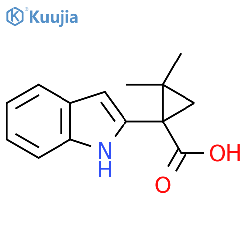 1-(1H-indol-2-yl)-2,2-dimethylcyclopropane-1-carboxylic acid structure