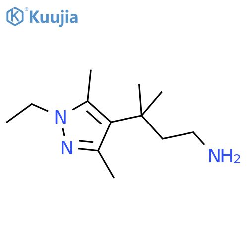 3-(1-ethyl-3,5-dimethyl-1H-pyrazol-4-yl)-3-methylbutan-1-amine structure