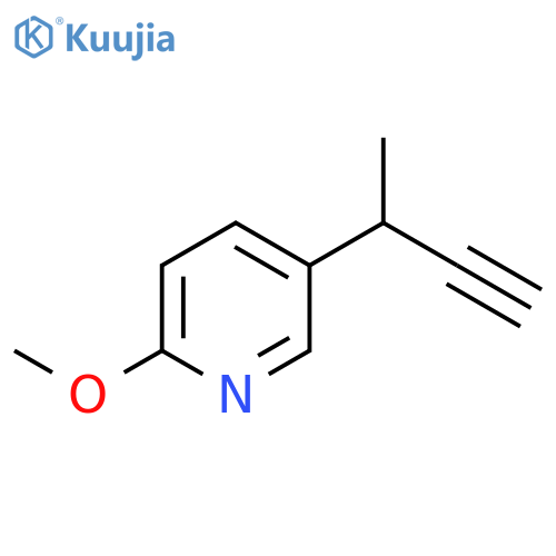5-(but-3-yn-2-yl)-2-methoxypyridine structure