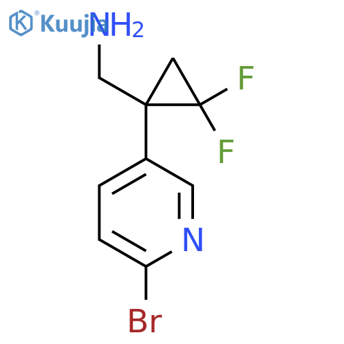 1-(6-bromopyridin-3-yl)-2,2-difluorocyclopropylmethanamine structure