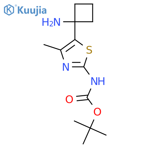 tert-butyl N-5-(1-aminocyclobutyl)-4-methyl-1,3-thiazol-2-ylcarbamate structure