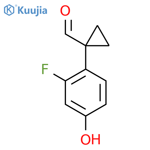1-(2-fluoro-4-hydroxyphenyl)cyclopropane-1-carbaldehyde structure