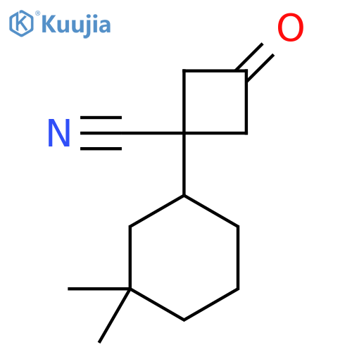 1-(3,3-dimethylcyclohexyl)-3-oxocyclobutane-1-carbonitrile structure