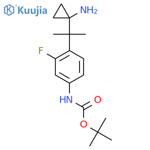 tert-butyl N-{4-2-(1-aminocyclopropyl)propan-2-yl-3-fluorophenyl}carbamate structure