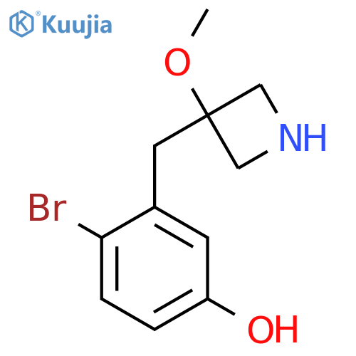 4-Bromo-3-[(3-methoxyazetidin-3-yl)methyl]phenol structure