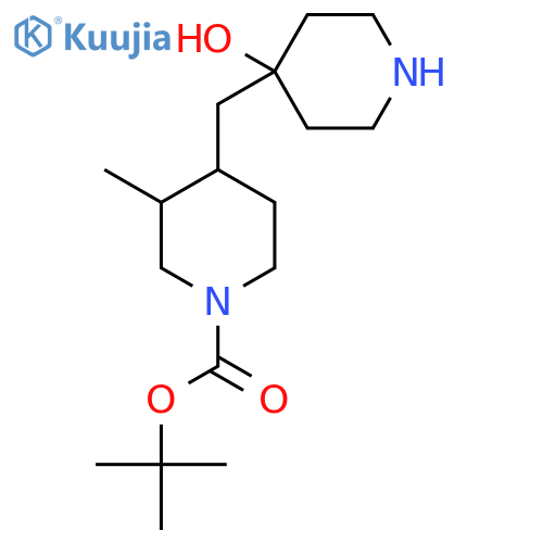 tert-butyl 4-(4-hydroxypiperidin-4-yl)methyl-3-methylpiperidine-1-carboxylate structure