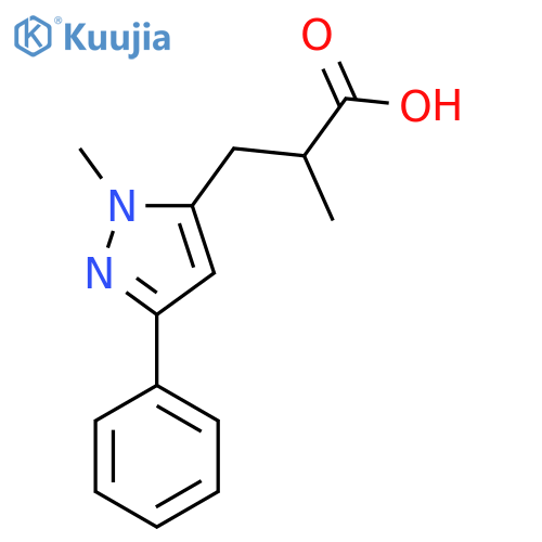 2-methyl-3-(1-methyl-3-phenyl-1H-pyrazol-5-yl)propanoic acid structure