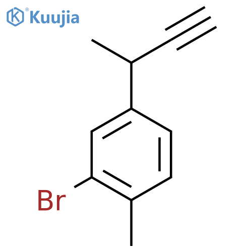 2-bromo-4-(but-3-yn-2-yl)-1-methylbenzene structure