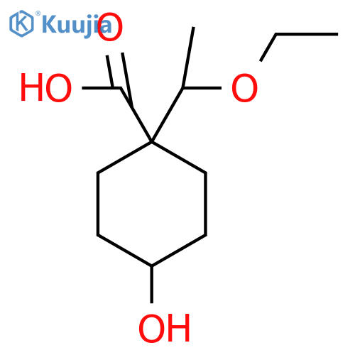 1-(1-ethoxyethyl)-4-hydroxycyclohexane-1-carboxylic acid structure