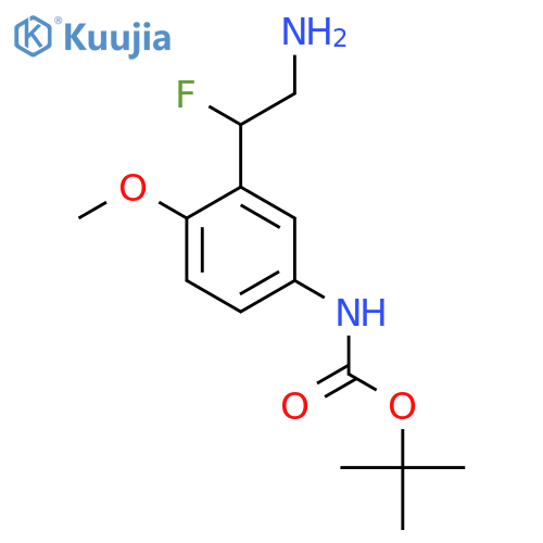 tert-butyl N-3-(2-amino-1-fluoroethyl)-4-methoxyphenylcarbamate structure