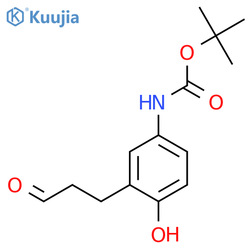 tert-butyl N-4-hydroxy-3-(3-oxopropyl)phenylcarbamate structure