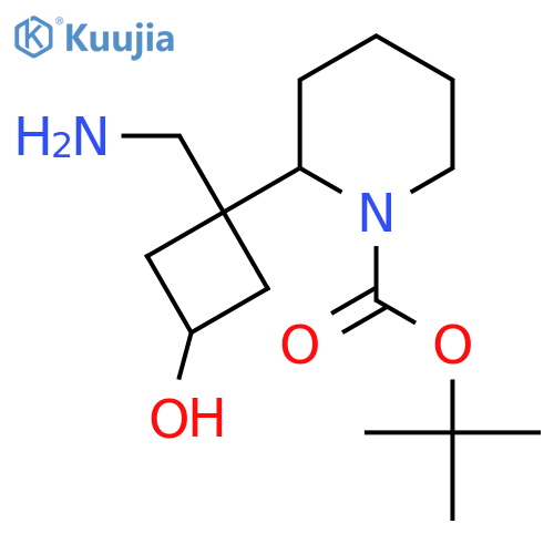 tert-butyl 2-1-(aminomethyl)-3-hydroxycyclobutylpiperidine-1-carboxylate structure