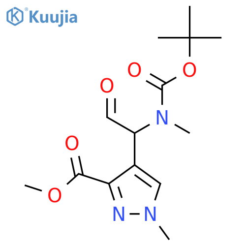 methyl 4-(1-{(tert-butoxy)carbonyl(methyl)amino}-2-oxoethyl)-1-methyl-1H-pyrazole-3-carboxylate structure