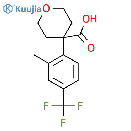 4-2-methyl-4-(trifluoromethyl)phenyloxane-4-carboxylic acid structure