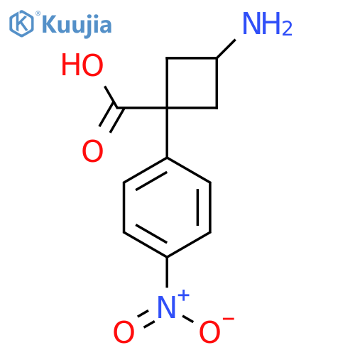 3-amino-1-(4-nitrophenyl)cyclobutane-1-carboxylic acid structure