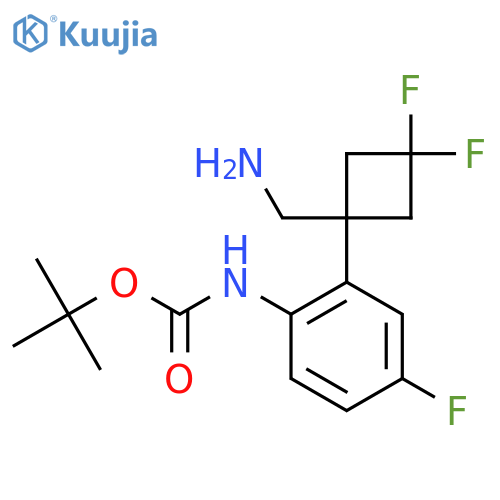 tert-butyl N-{2-1-(aminomethyl)-3,3-difluorocyclobutyl-4-fluorophenyl}carbamate structure