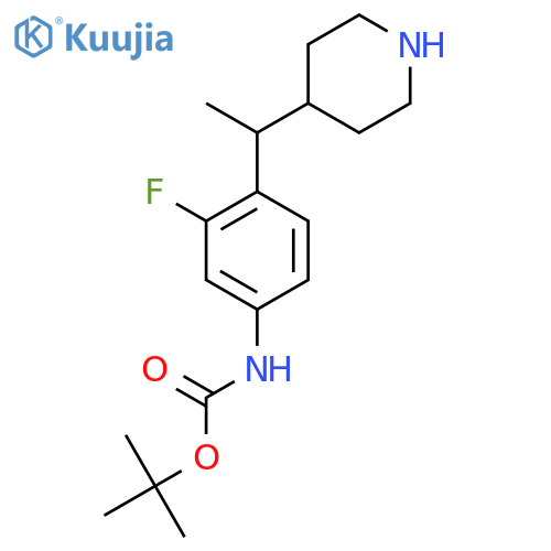 tert-butyl N-{3-fluoro-4-1-(piperidin-4-yl)ethylphenyl}carbamate structure