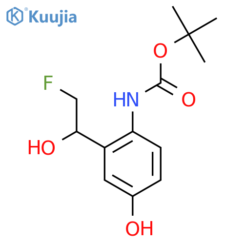 tert-butyl N-2-(2-fluoro-1-hydroxyethyl)-4-hydroxyphenylcarbamate structure