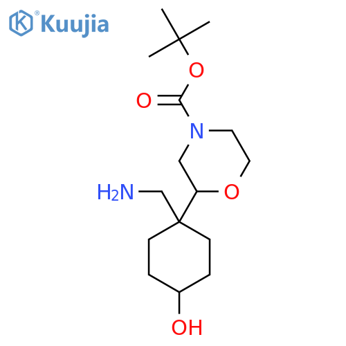 tert-butyl 2-1-(aminomethyl)-4-hydroxycyclohexylmorpholine-4-carboxylate structure