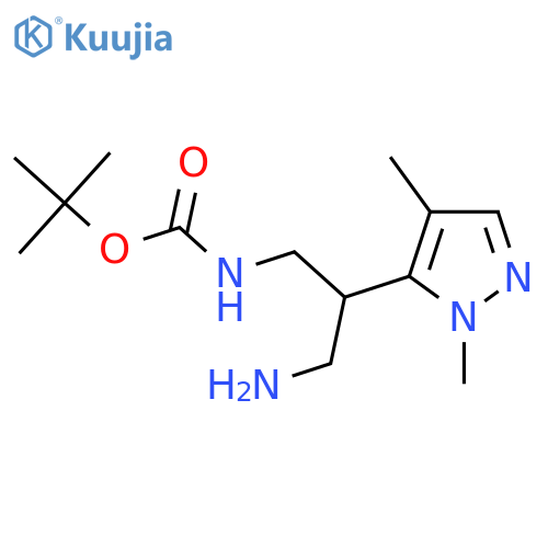 tert-butyl N-3-amino-2-(1,4-dimethyl-1H-pyrazol-5-yl)propylcarbamate structure