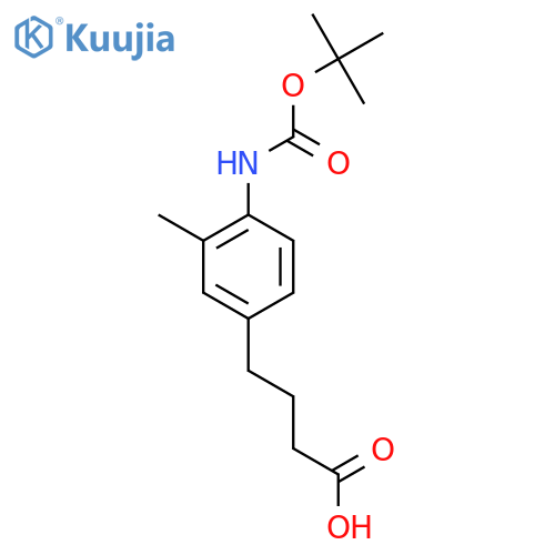4-(4-{(tert-butoxy)carbonylamino}-3-methylphenyl)butanoic acid structure