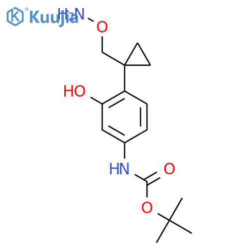 tert-butyl N-(4-{1-(aminooxy)methylcyclopropyl}-3-hydroxyphenyl)carbamate structure