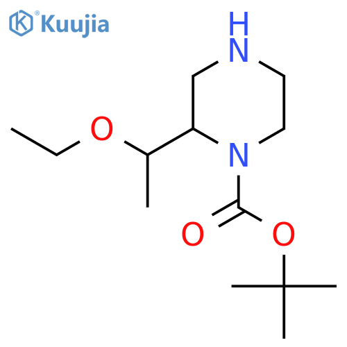 tert-butyl 2-(1-ethoxyethyl)piperazine-1-carboxylate structure