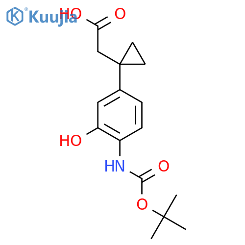 2-1-(4-{(tert-butoxy)carbonylamino}-3-hydroxyphenyl)cyclopropylacetic acid structure