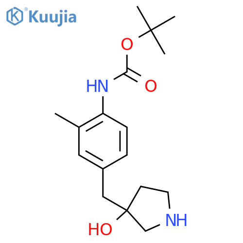tert-butyl N-{4-(3-hydroxypyrrolidin-3-yl)methyl-2-methylphenyl}carbamate structure