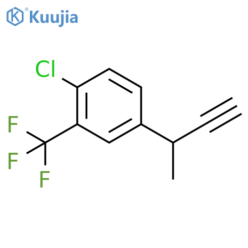 4-(but-3-yn-2-yl)-1-chloro-2-(trifluoromethyl)benzene structure