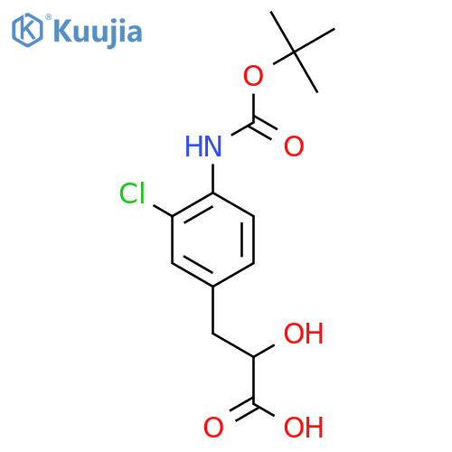 3-(4-{(tert-butoxy)carbonylamino}-3-chlorophenyl)-2-hydroxypropanoic acid structure