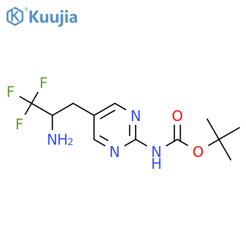tert-butyl N-5-(2-amino-3,3,3-trifluoropropyl)pyrimidin-2-ylcarbamate structure