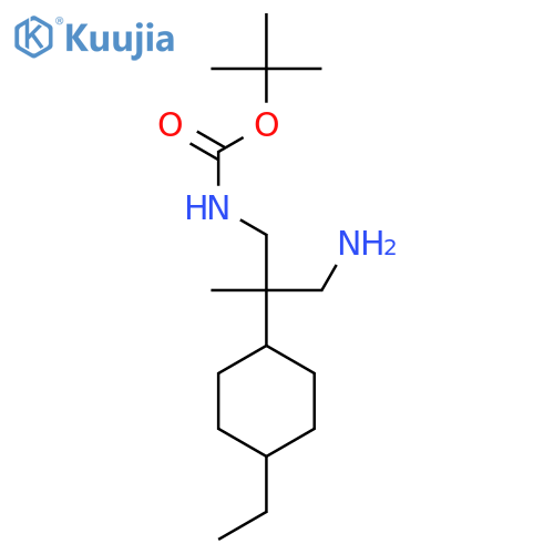 tert-butyl N-3-amino-2-(4-ethylcyclohexyl)-2-methylpropylcarbamate structure