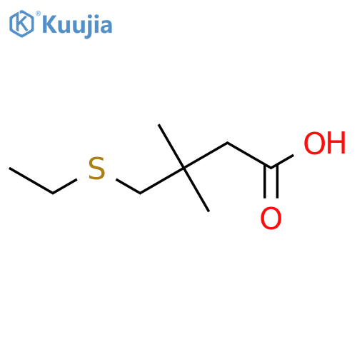 4-(ethylsulfanyl)-3,3-dimethylbutanoic acid structure
