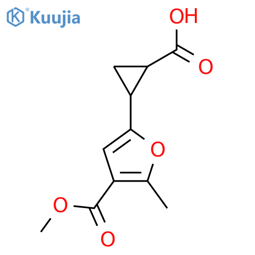 2-4-(methoxycarbonyl)-5-methylfuran-2-ylcyclopropane-1-carboxylic acid structure