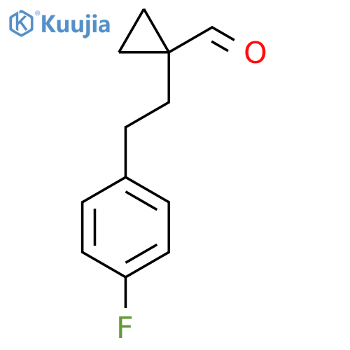 1-2-(4-fluorophenyl)ethylcyclopropane-1-carbaldehyde structure