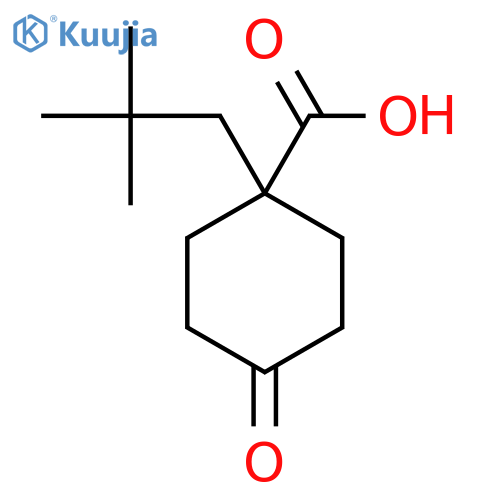 1-(2,2-dimethylpropyl)-4-oxocyclohexane-1-carboxylic acid structure