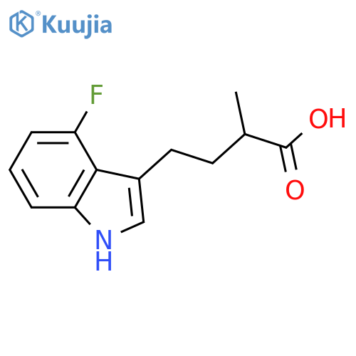 4-(4-fluoro-1H-indol-3-yl)-2-methylbutanoic acid structure