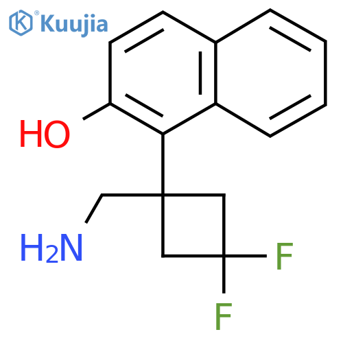 1-1-(aminomethyl)-3,3-difluorocyclobutylnaphthalen-2-ol structure